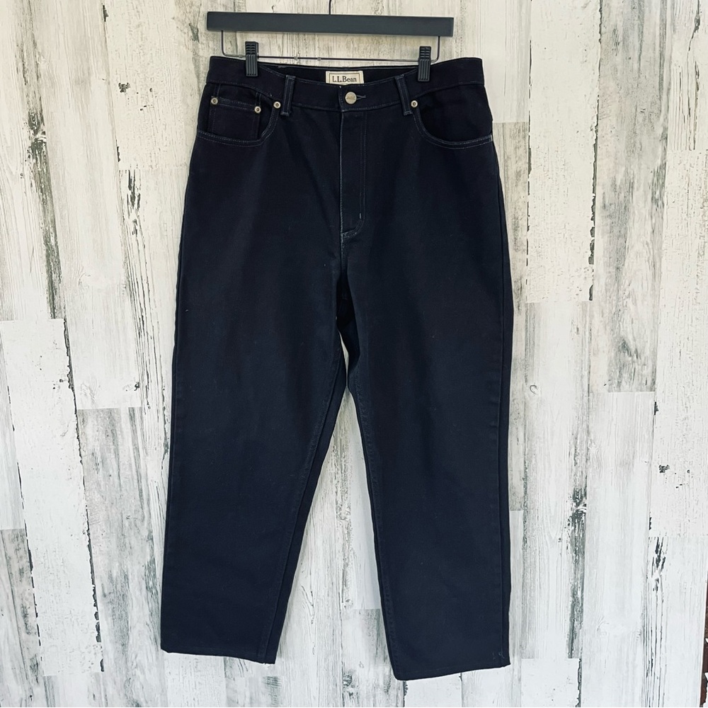 L.L. Bean Women’s Size 14 Black Denim Jeans   32X27 Short 100% Cotton